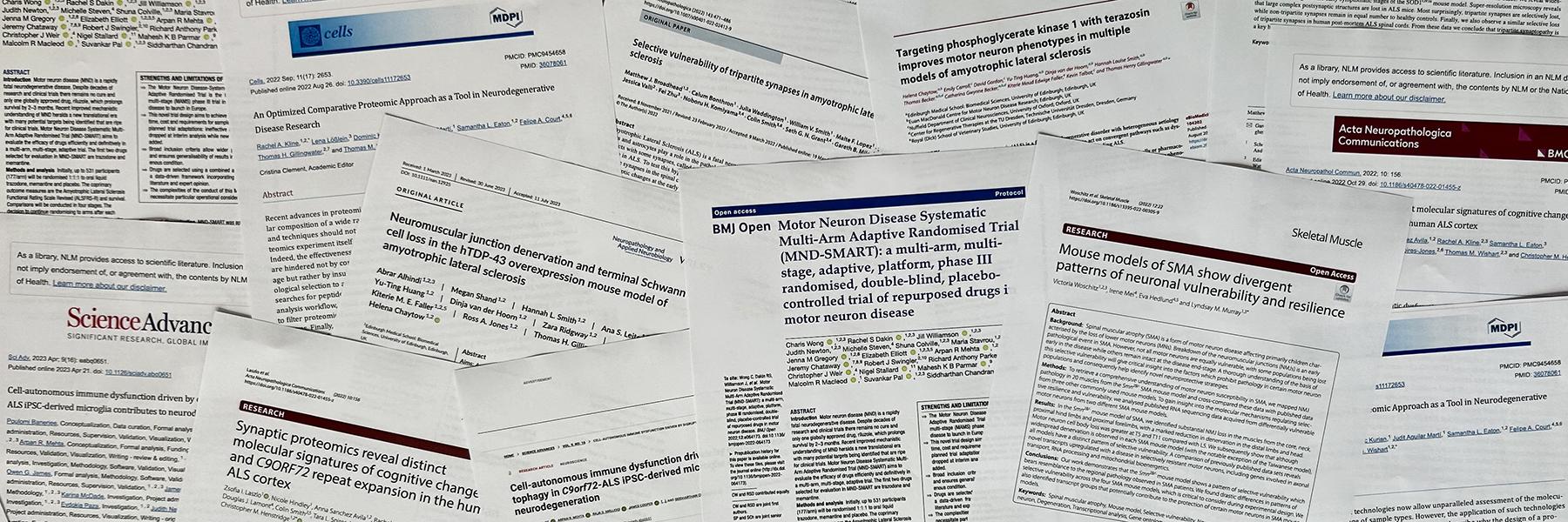 collage of print outs of title pages of scientific publications