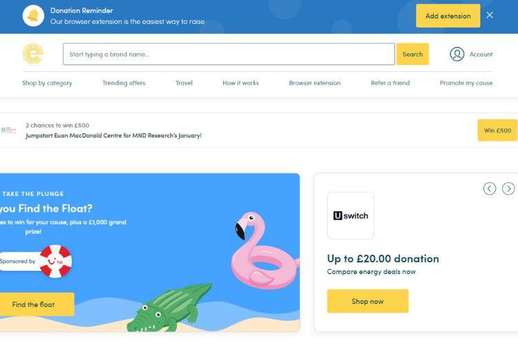 A screenshot of the Easyfundraising app page