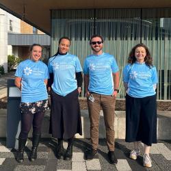 Amy Stenson and her three Marathon relay team mates, wearing Euan MacDonald Centre T-shirts